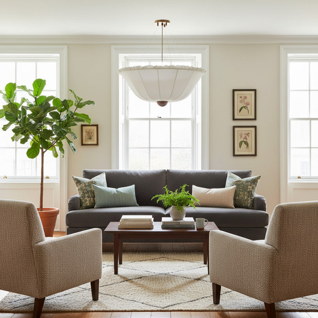 Wickara Ceiling Light Wicker Parasol Shade – Mixed-Material Ceiling Fixture for Living Room or Hallway