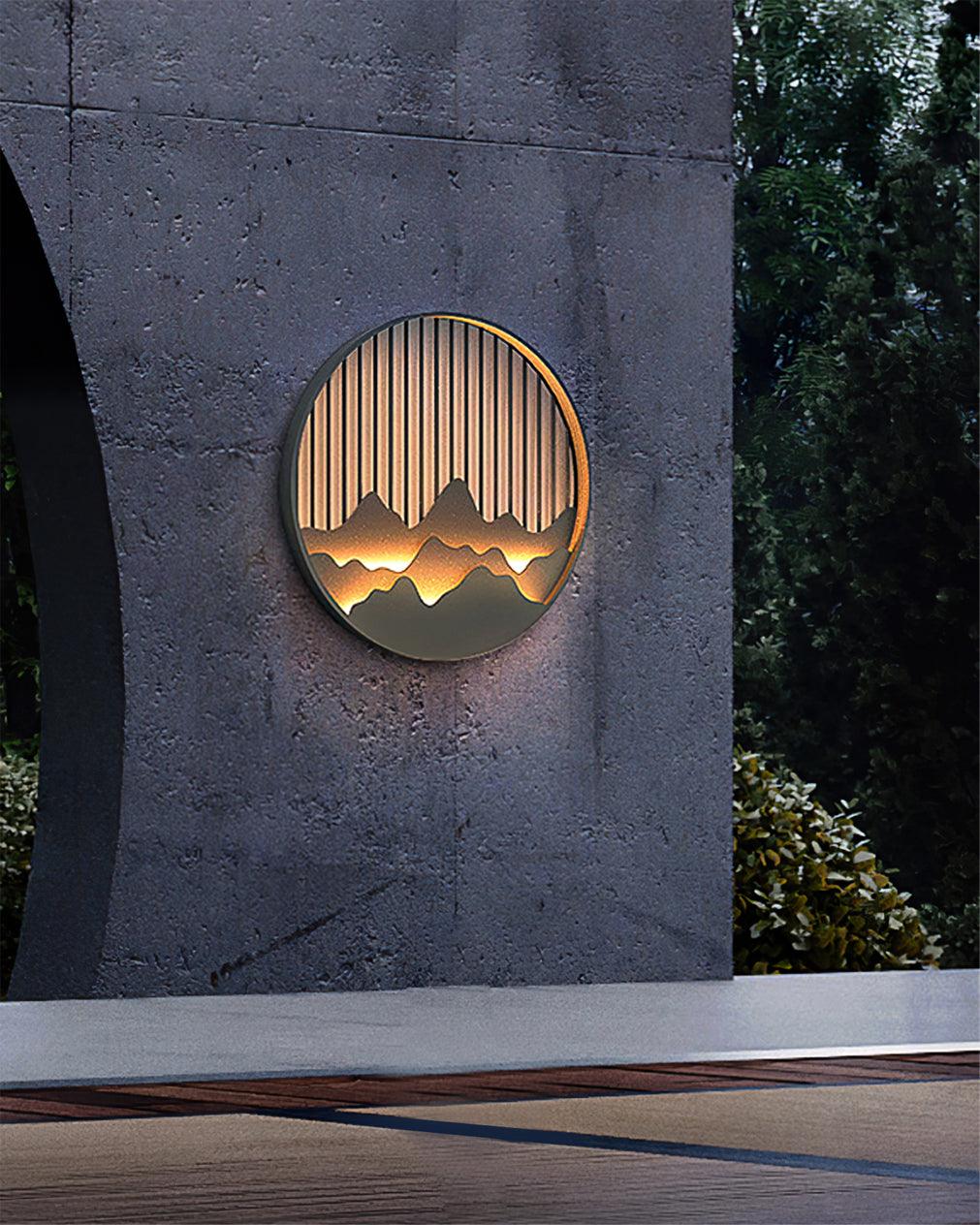 Mountain Outdoor Wall Lamp - Modern Circular Metal Light for Garden