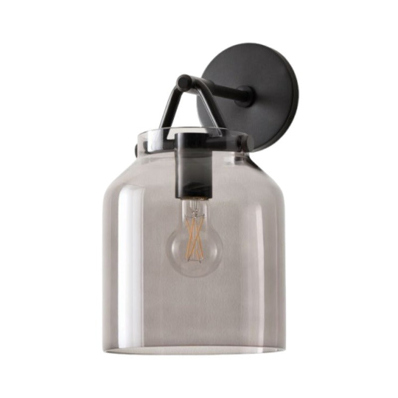 Hanton Brass Damp Rated Sconce - Modern Glass Wall Light for Bathroom