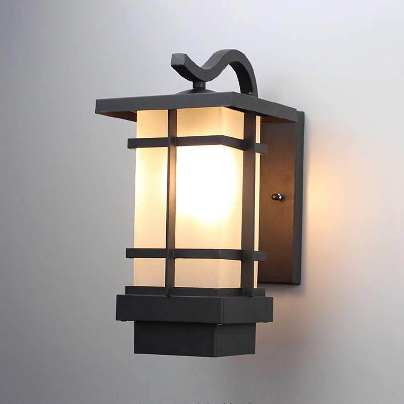 Lantern Wall Lamp - Frosted Outdoor Light for Porch & Patio