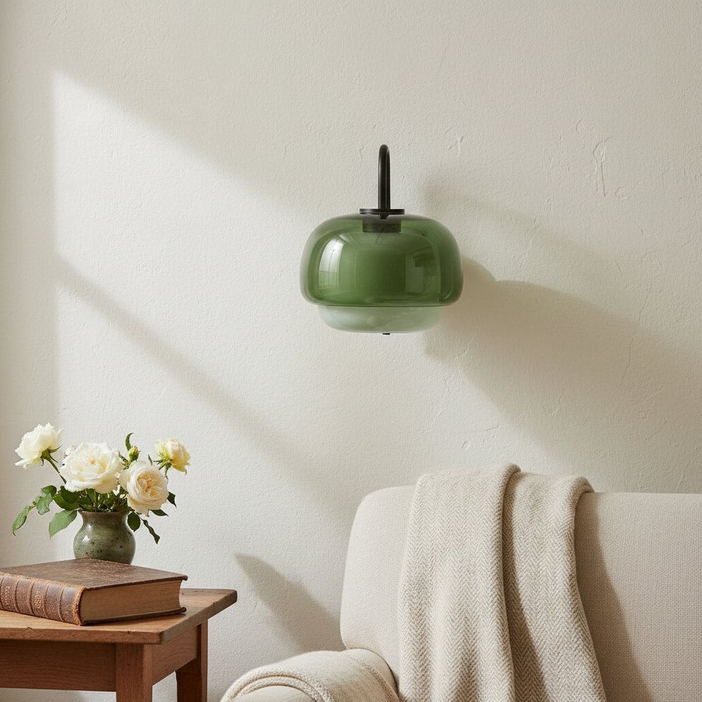 Clinco Farbige moderne Vintage-Glas-Wandlampe – Sanftes Pilz-Glühen