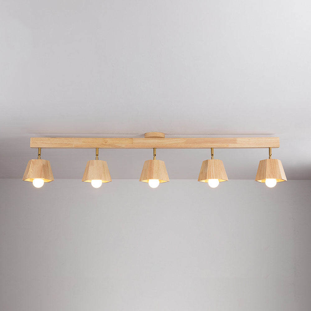 Adjustable Wood Ceiling Light - Polygons Track Light for Living Room