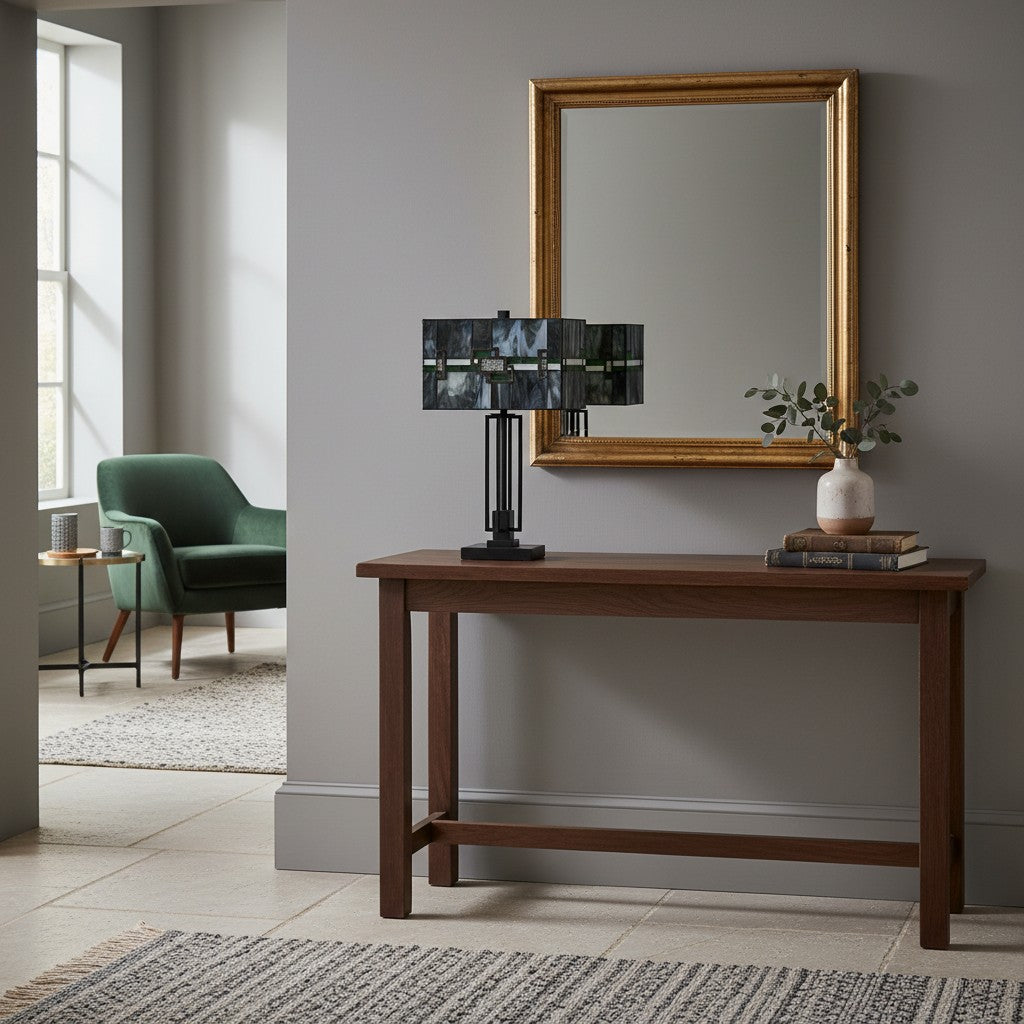 Culletto Stained-Glass Rectangular Table Lamp – Artisan Look for Bedrooms and Hallways