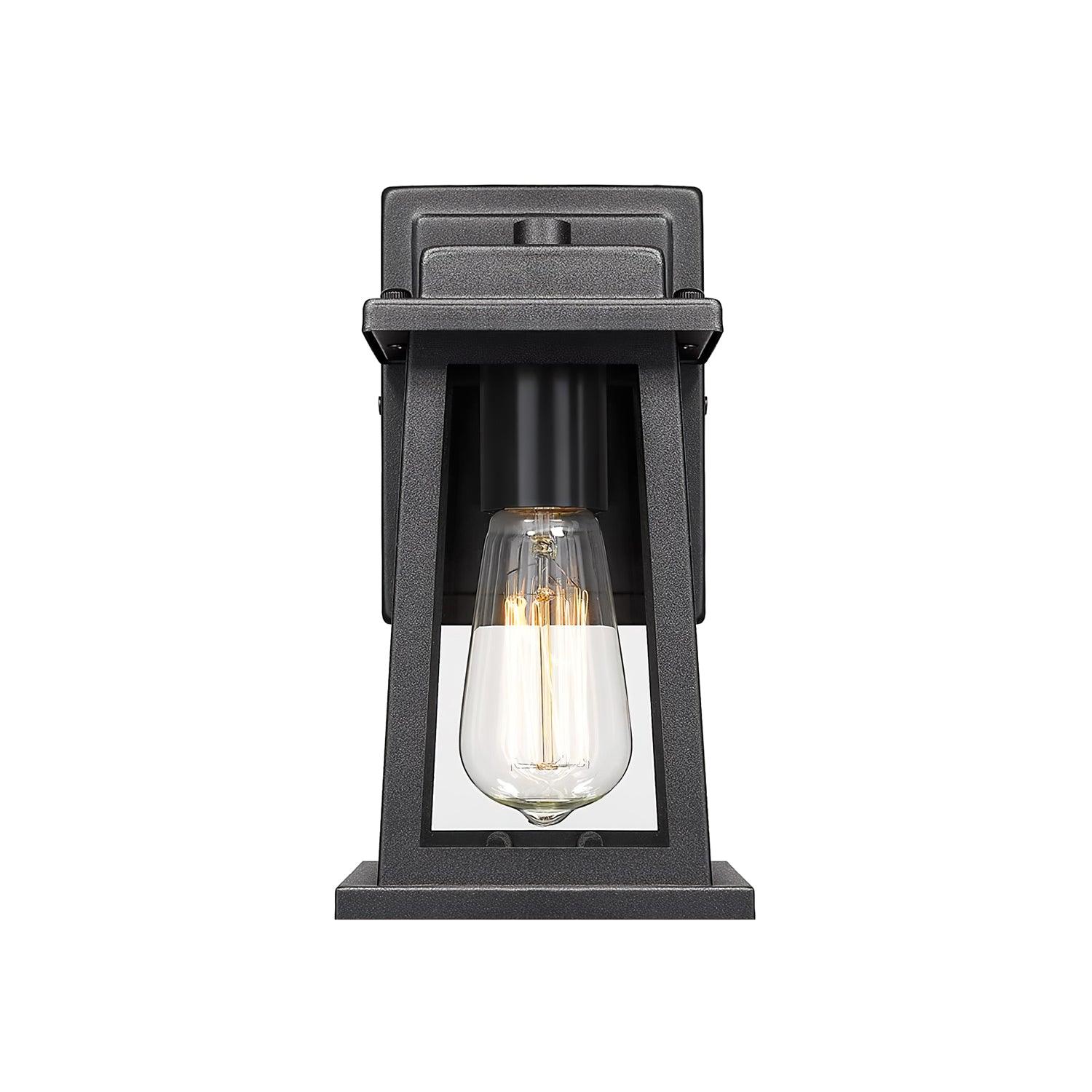Classic Outdoor Wall Lamp - Black Metal Clear Glass Lantern Lighting
