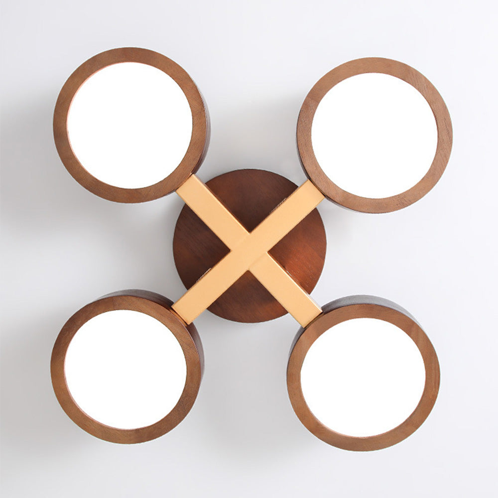 LED Ceiling Light – Modern Iron Wood Fixture for Bedroom Ambiance