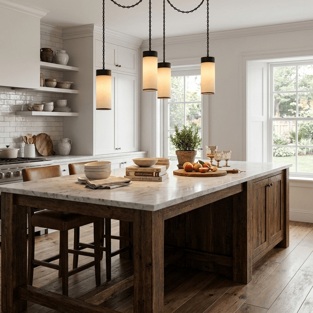 Cream Alabaster Chain Hardwired Pendant Light