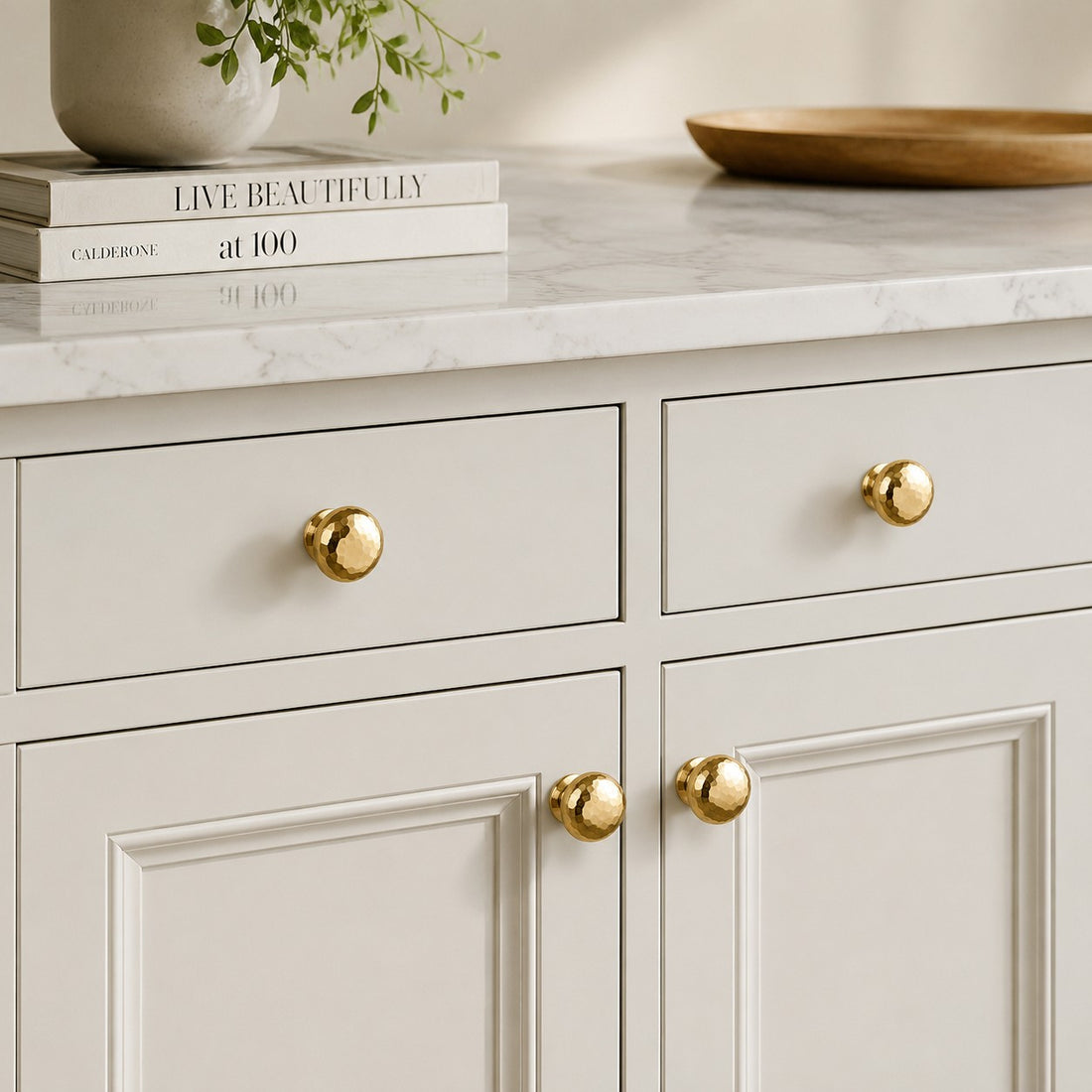 Hammered solid brass cabinet knob