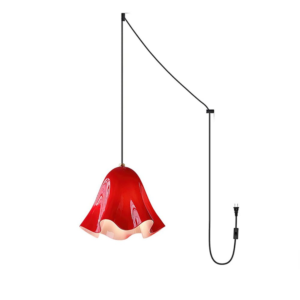Undulating Glass Flower Plug-In Swag Pendant