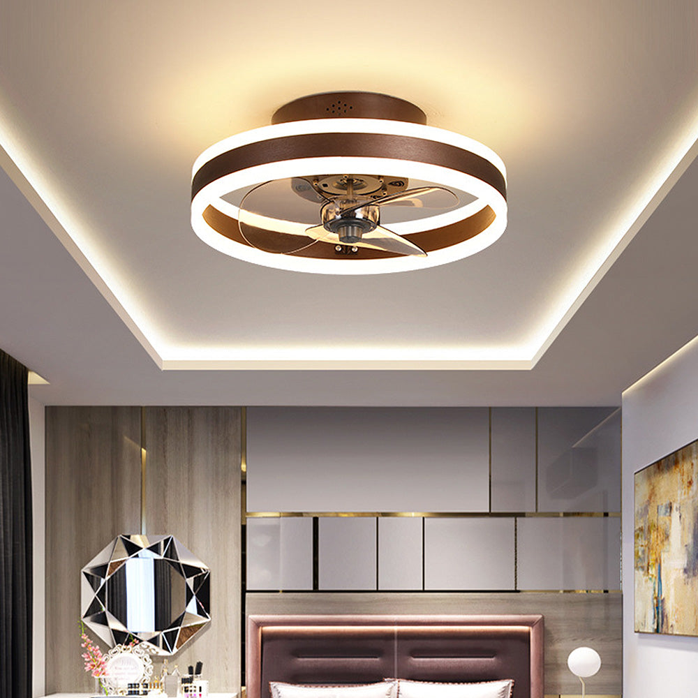 Ceiling Fan with Light – Round LED Modern Style for Bedroom Comfort