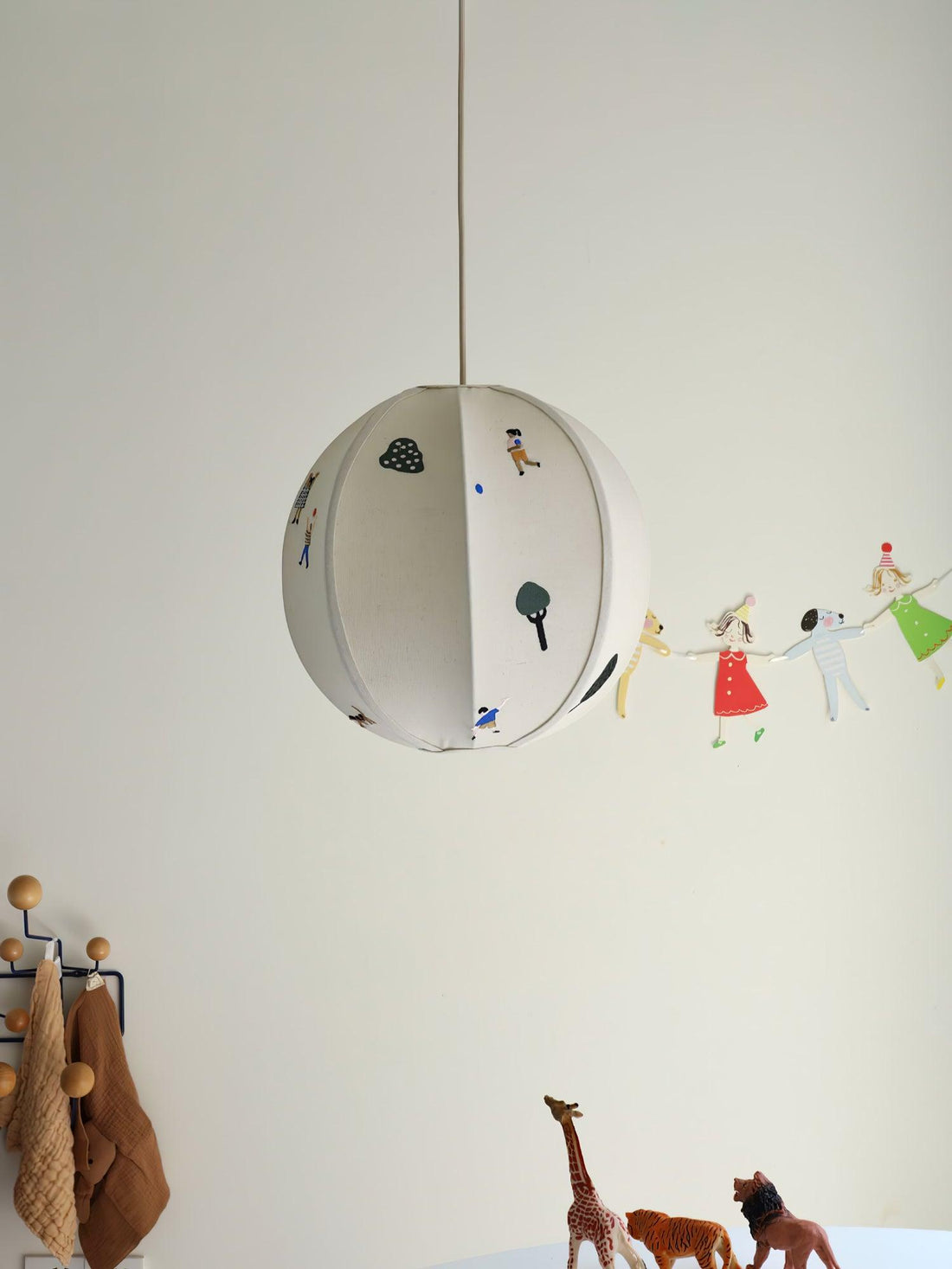 Bunte Baumwoll-Szenenpendelleuchte mit Stecker