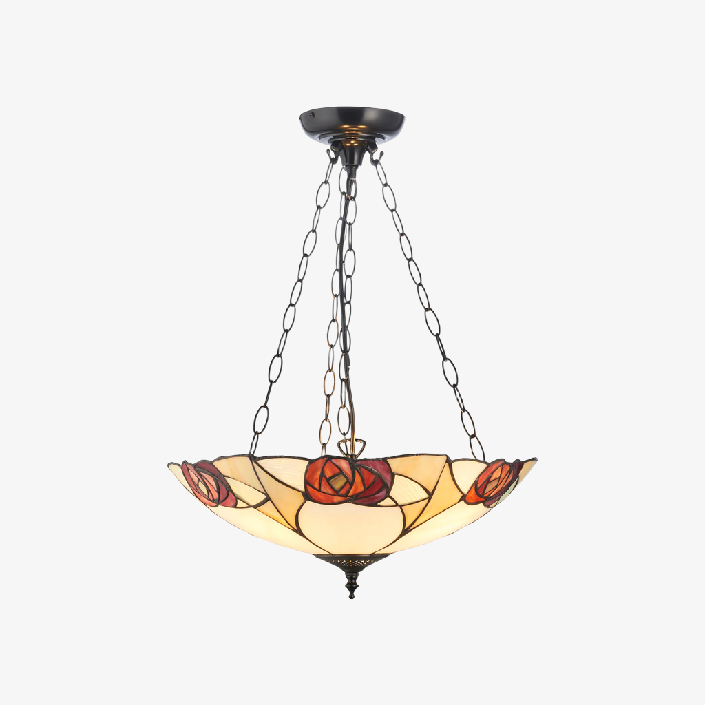 TF Ingram Handcrafted Stained Glass Ceiling Lamp – Vintage Art Deco Tiffany Light for Dining Room