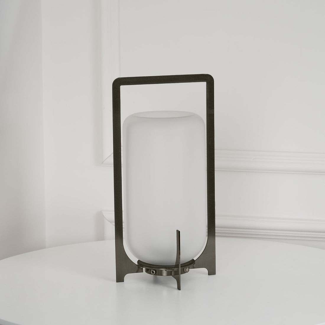 Lantern Table Lamp - Steel Modern Light for Bedroom & Living Room