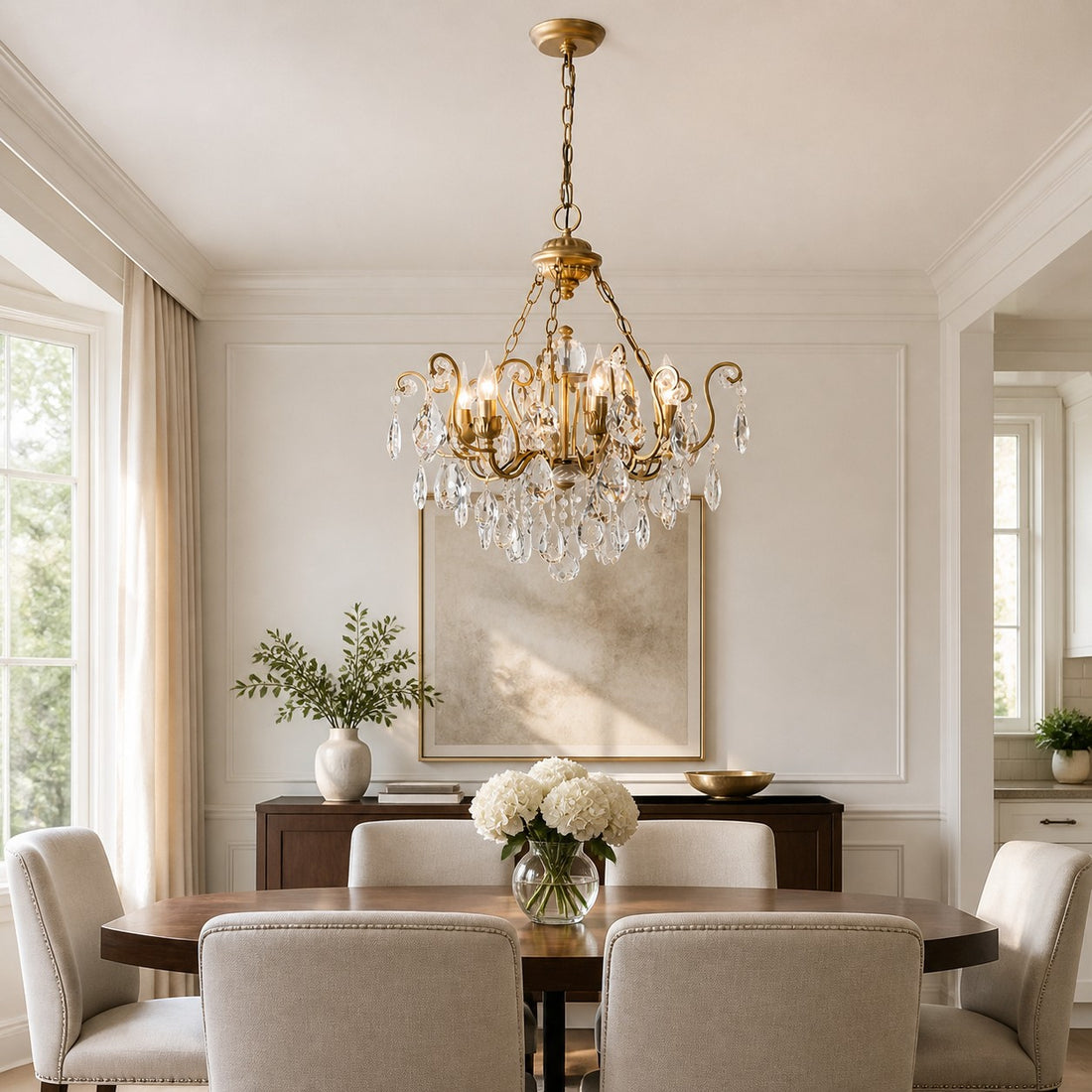 Kristallkorb-Kronleuchter im französischen Landhausstil