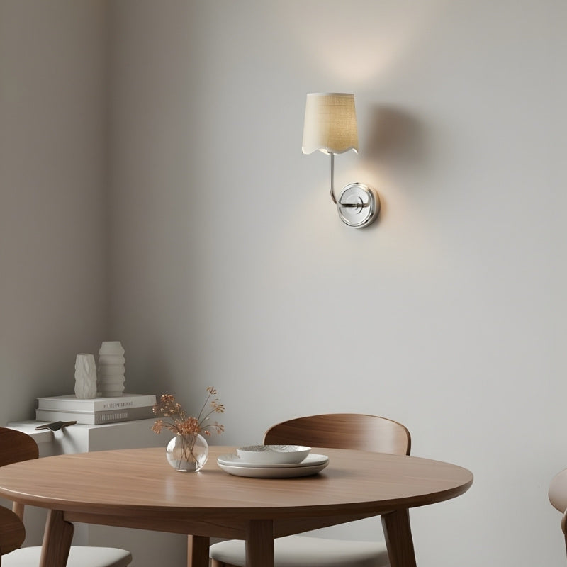 Glissum Contemporary Metal and Linen Wall Lamp with Soft Diffused Shade for Hallway or Entry