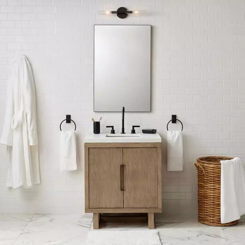 Alice Rustikale transparente Cooper-Wandleuchte mit geripptem Glas und Doppelröhre