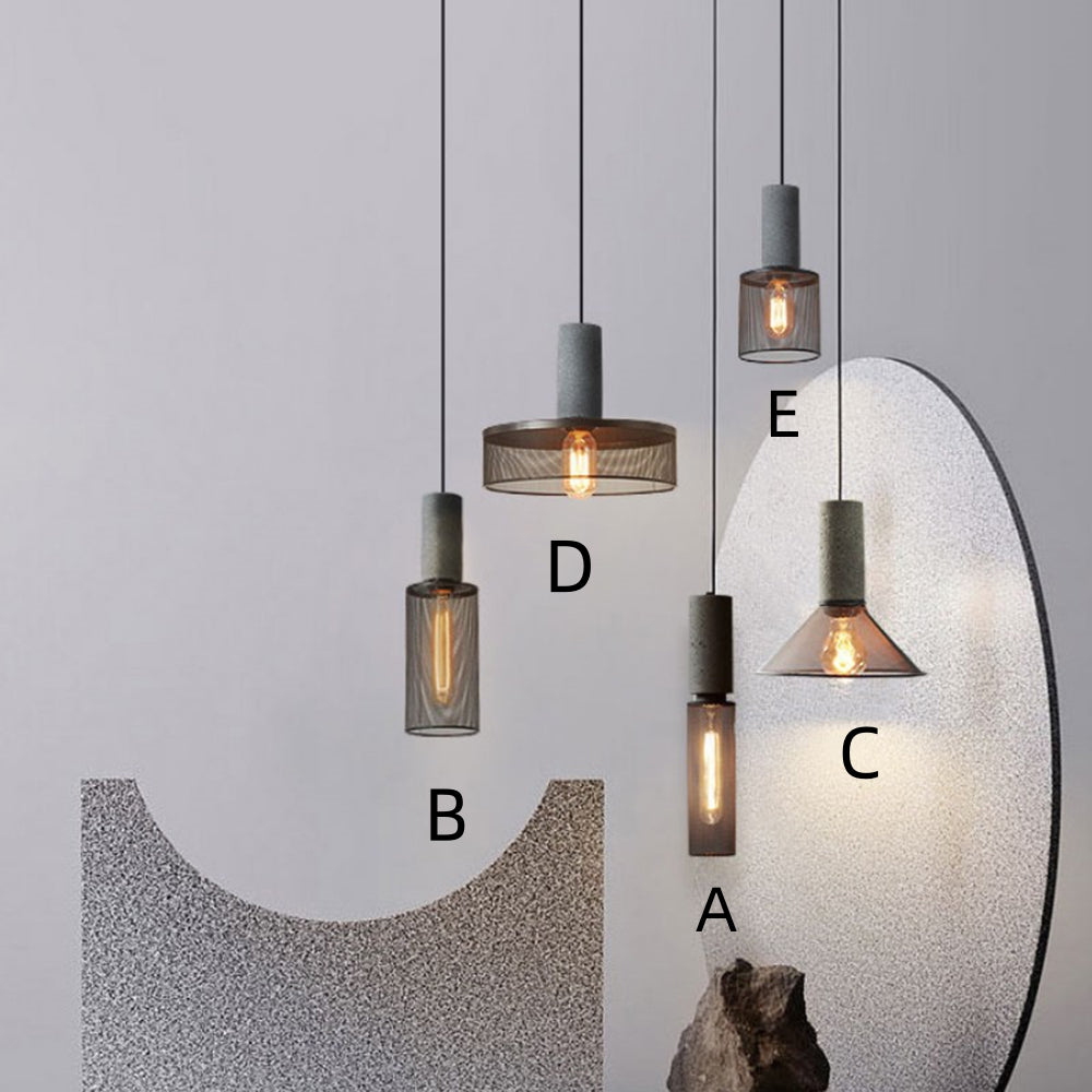 Iron Pendant Light - Modern Grey Industrial Hanging Lamp