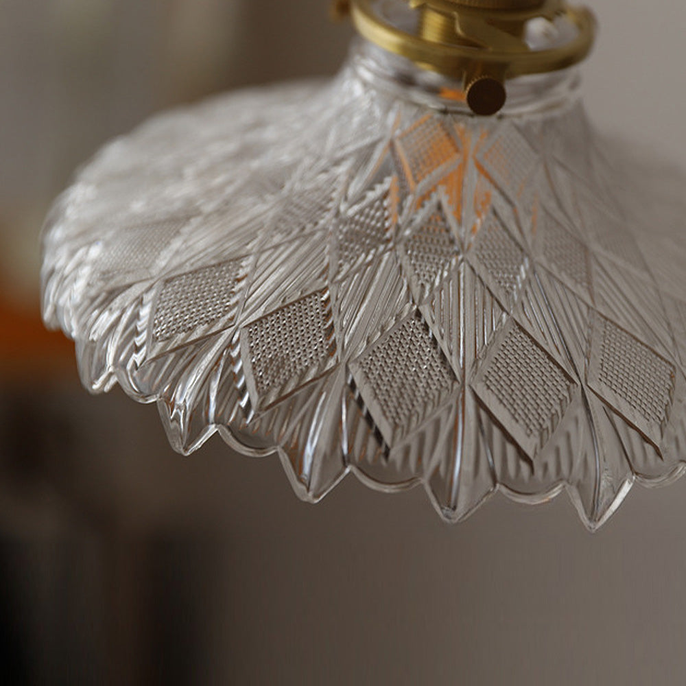 Vintage Glass Pendant Light - Disc Design Fixture for Dining Entryway