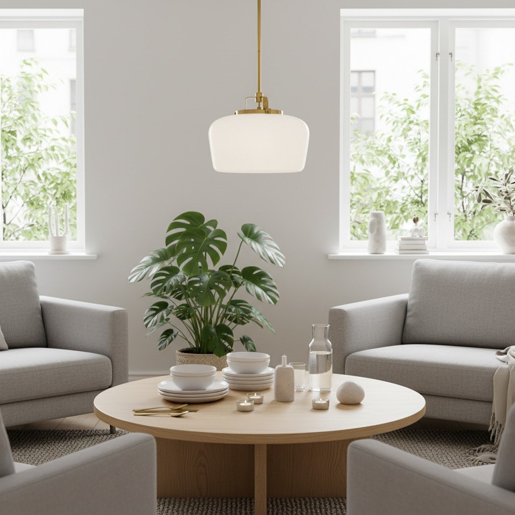 Lirra Opal Glass Pendant Light - Modern Adjustable Metal Drop for Kitchen and Dining