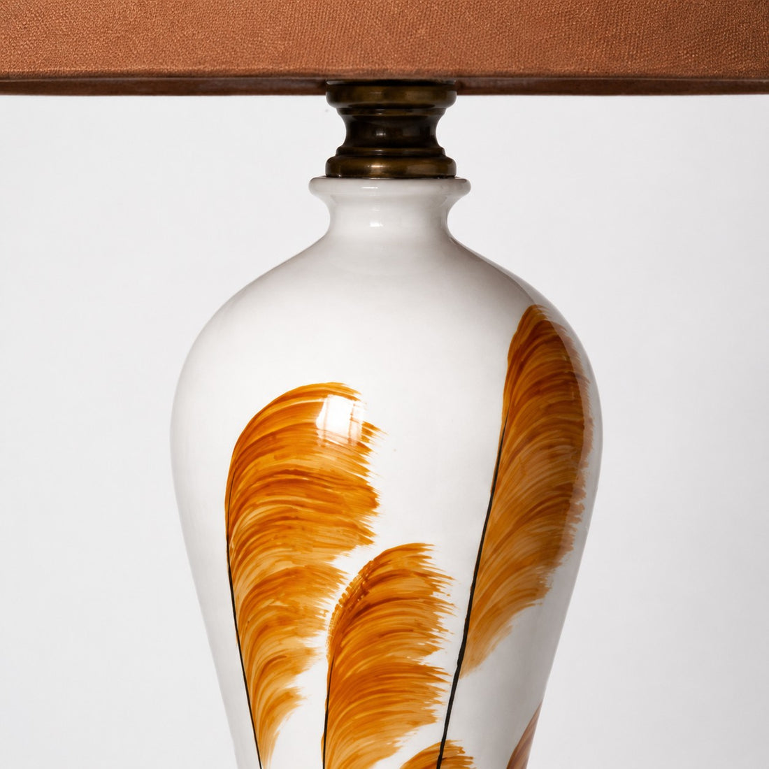 American Style Ceramic Table Lamp with Brown Fabric Shade