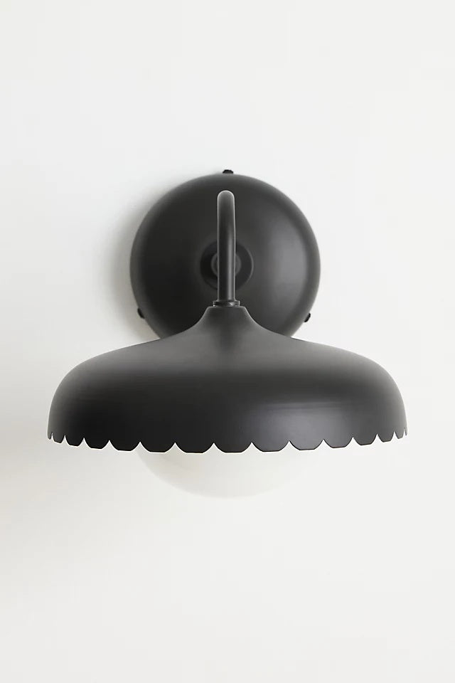 Rayla Metal Outdoor Wall Sconce - Modern Scallop Edge Light for Patio