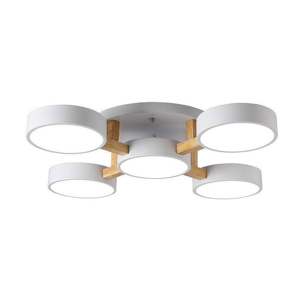 LED Ceiling Light – Modern Iron Wood Fixture for Bedroom Ambiance