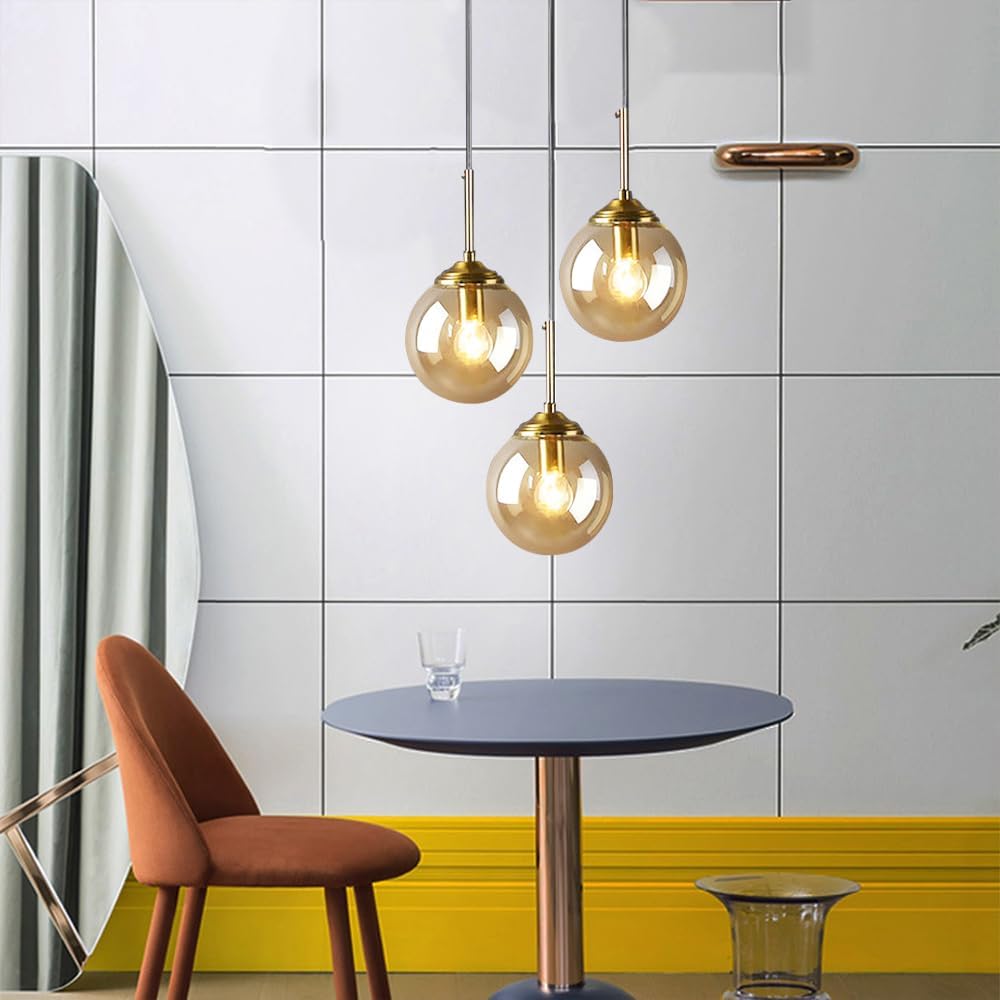 Glass Orb Pendant Light -  Industrial Ball Metal Lamp For Living Room