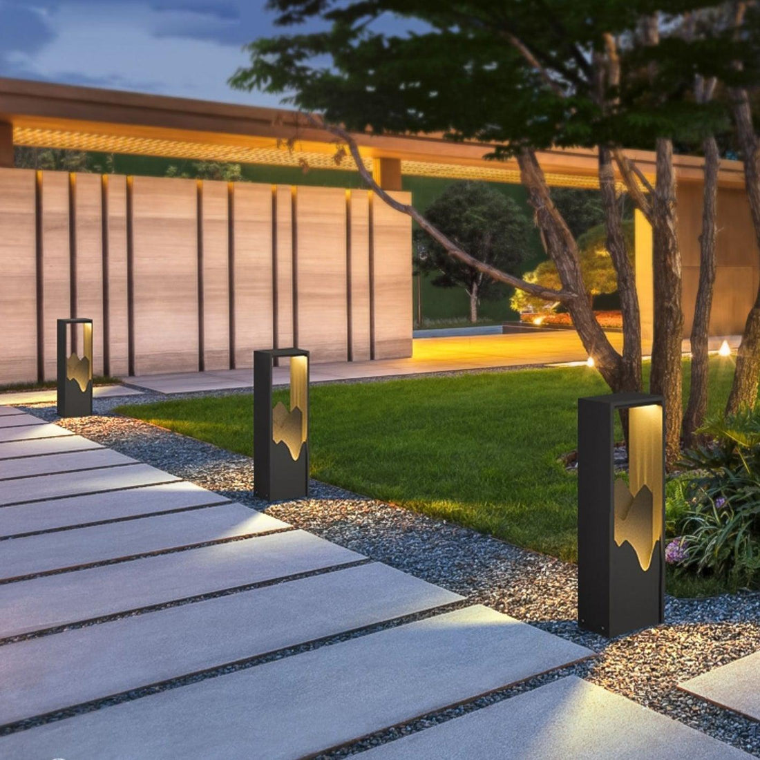 Modern Solar Outdoor Light - Square Lamp Stainless Steel for Garden