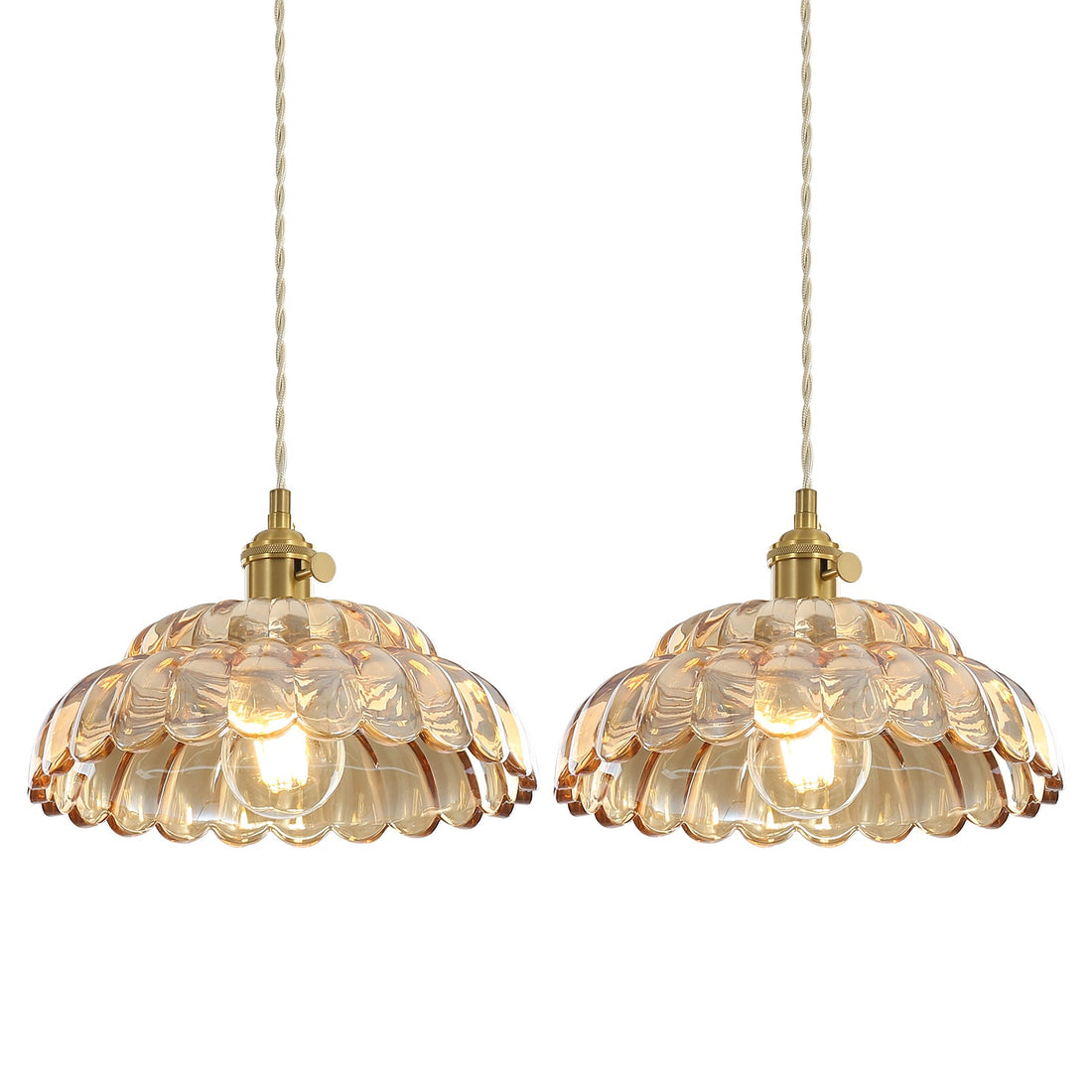 Petal Copper Pendant Light - Modern Glass Flower Lamp for Living Room