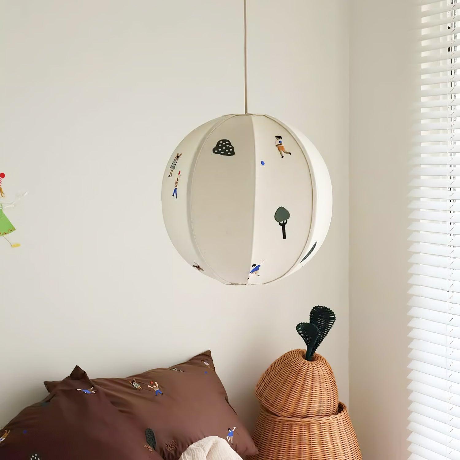 Bunte Baumwoll-Szenenpendelleuchte mit Stecker