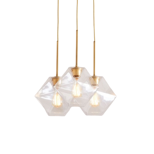 Talvior Sculptural Lighting - 3-Light Faceted Chandelier in Versatile Finishes | Explore Collection