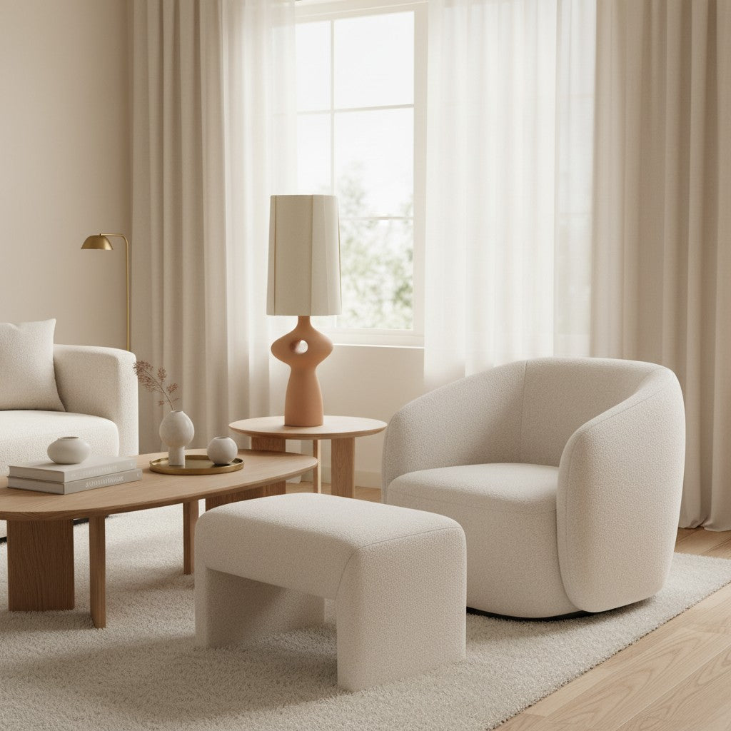 Pryssa Ceramic Table Lamp with Ivory Linen Shade -  Artistic Lighting for Living Room or Bedroom