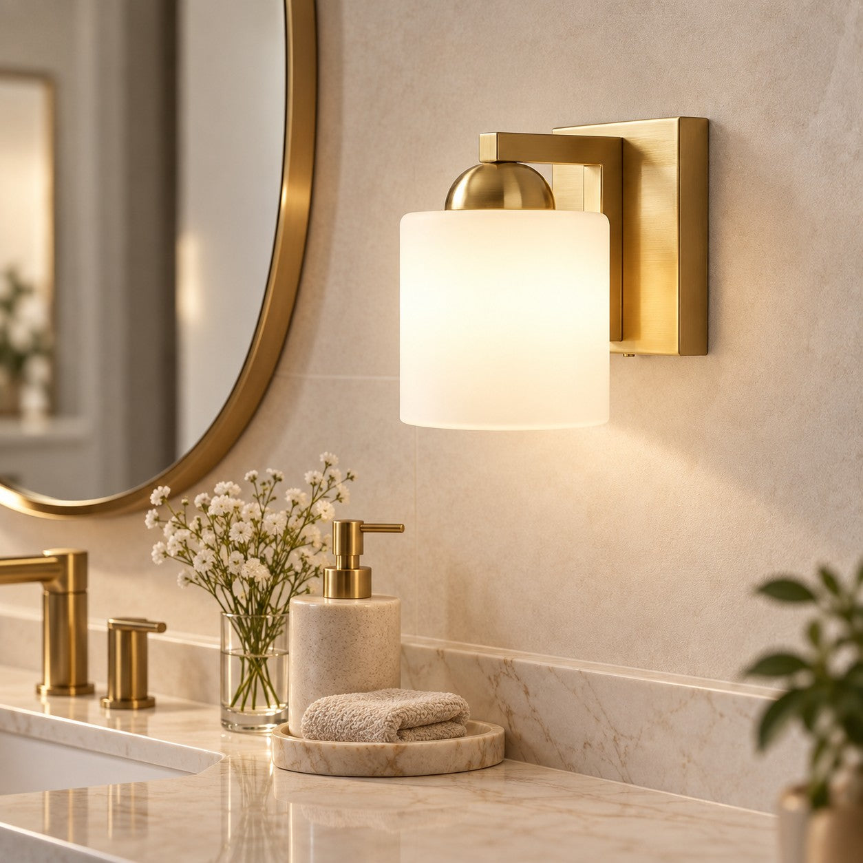 Modern Metal Vanity Light with Glass Shades for Bathrooms