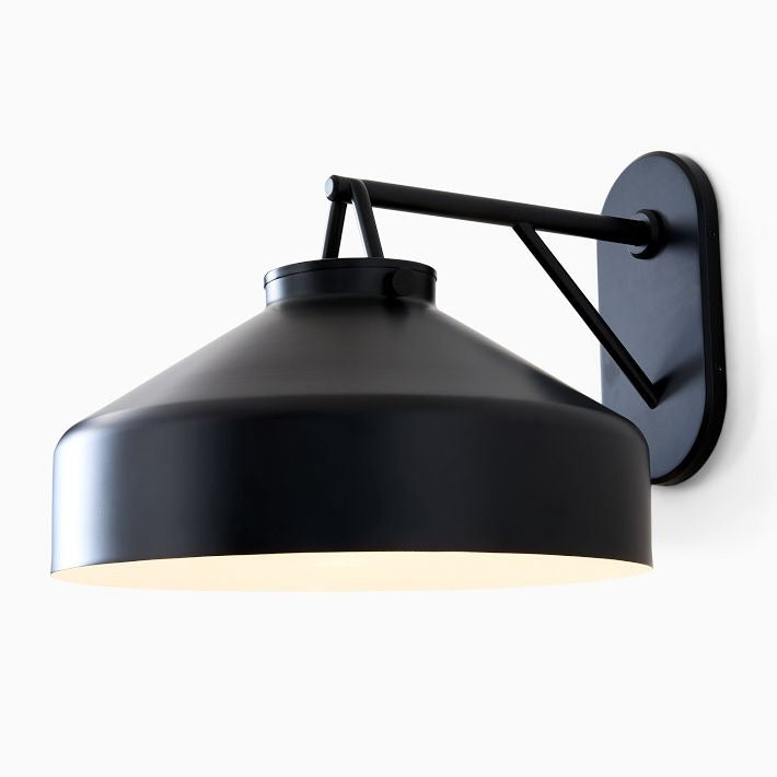 Hanton Metal Outdoor Wall Sconce - Matte Black Industrial Light Fixture