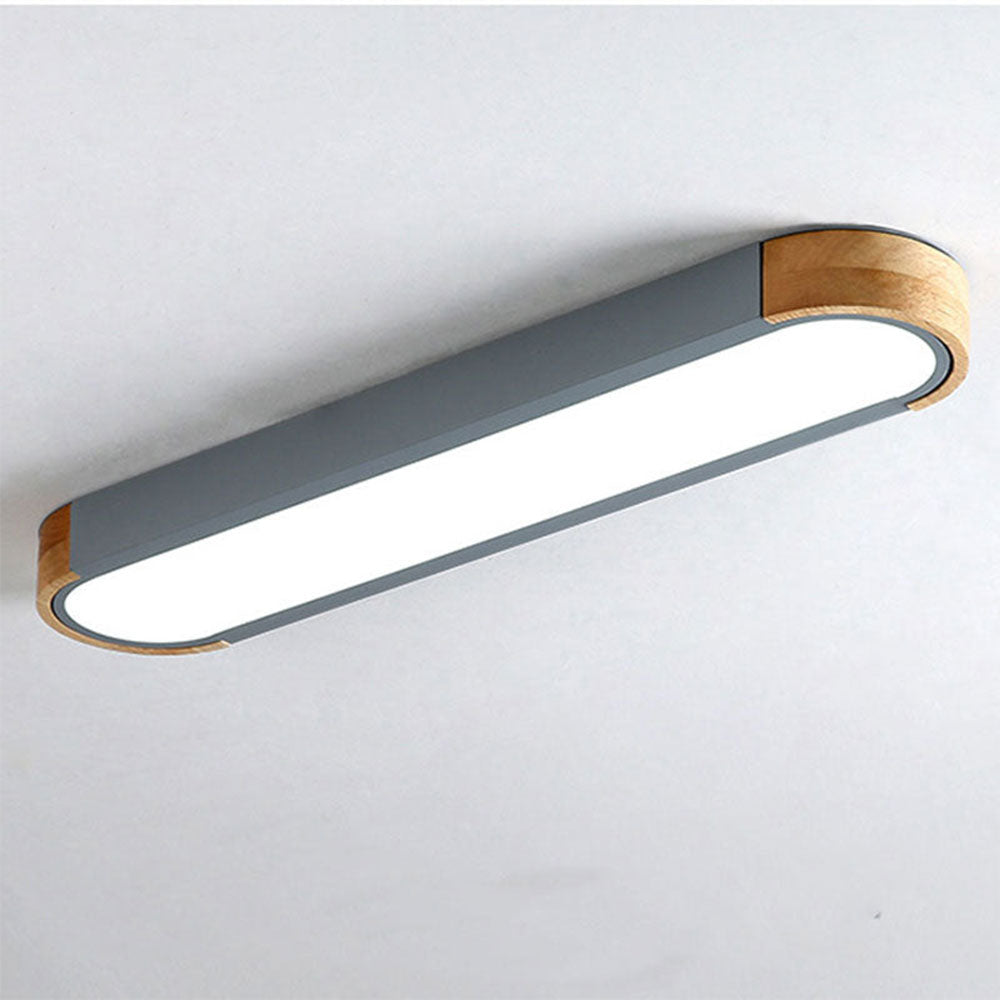 Minimalist Hallway Ceiling Light – Wood & Metal Modern Fixture