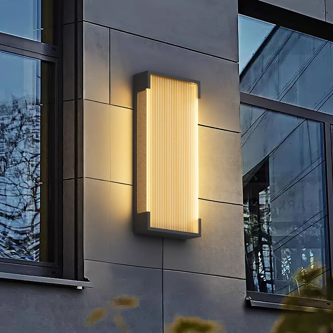Rechteckige Außenwandleuchte - Moderne schwarze Lampe für Veranda &amp; Garten
