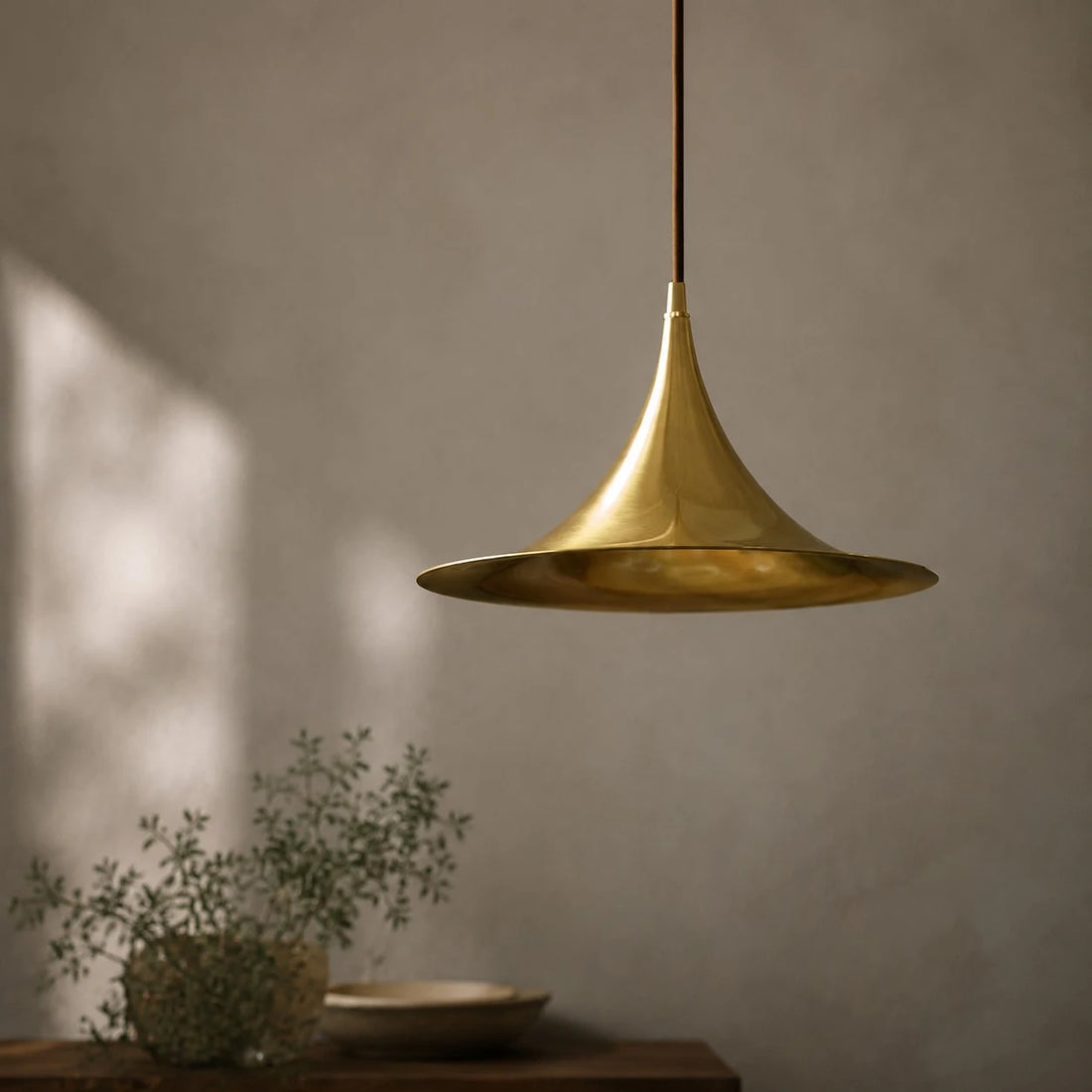 Brushed Brass Umbrella Pendant Light