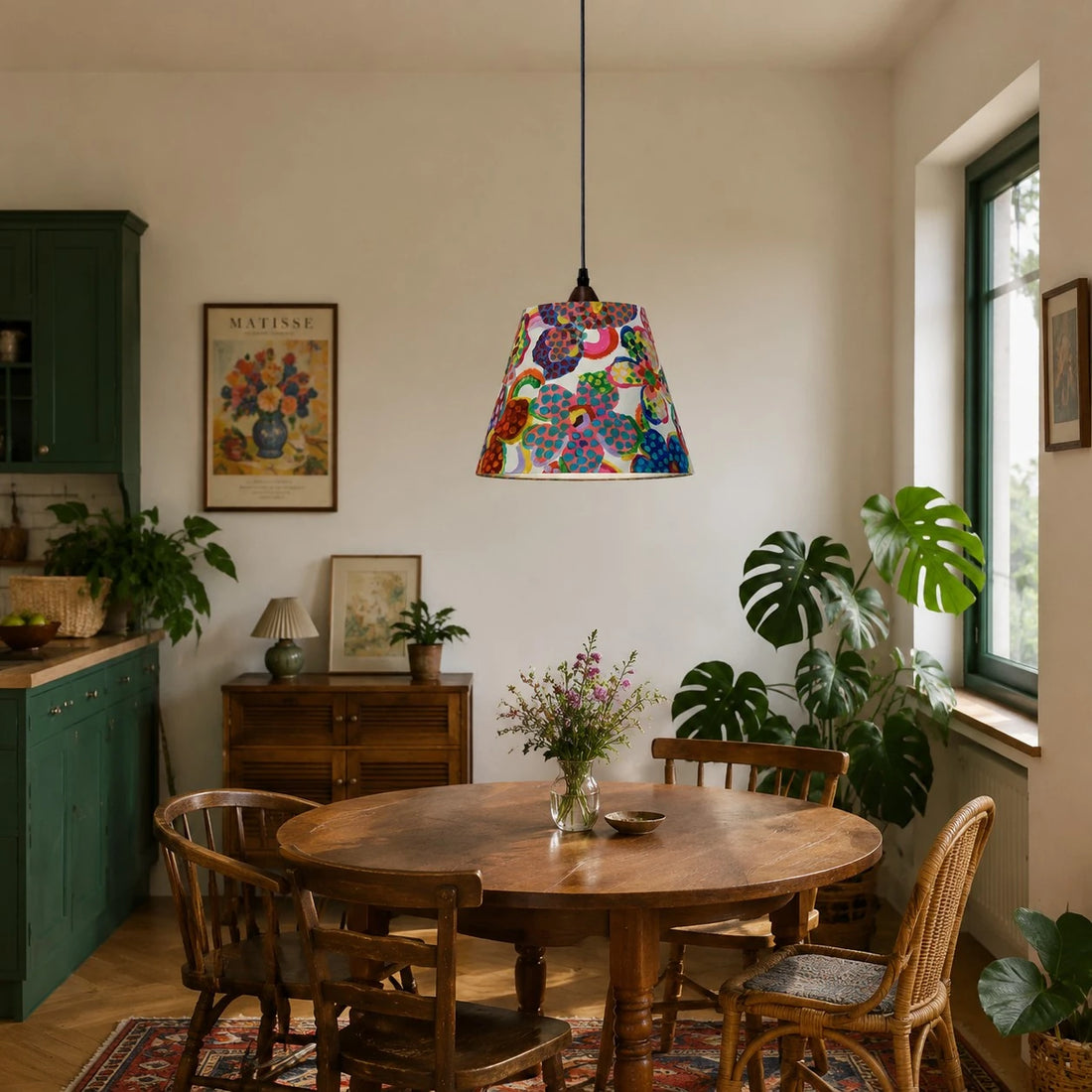Colorful Floral Fabric Pendant Lamp