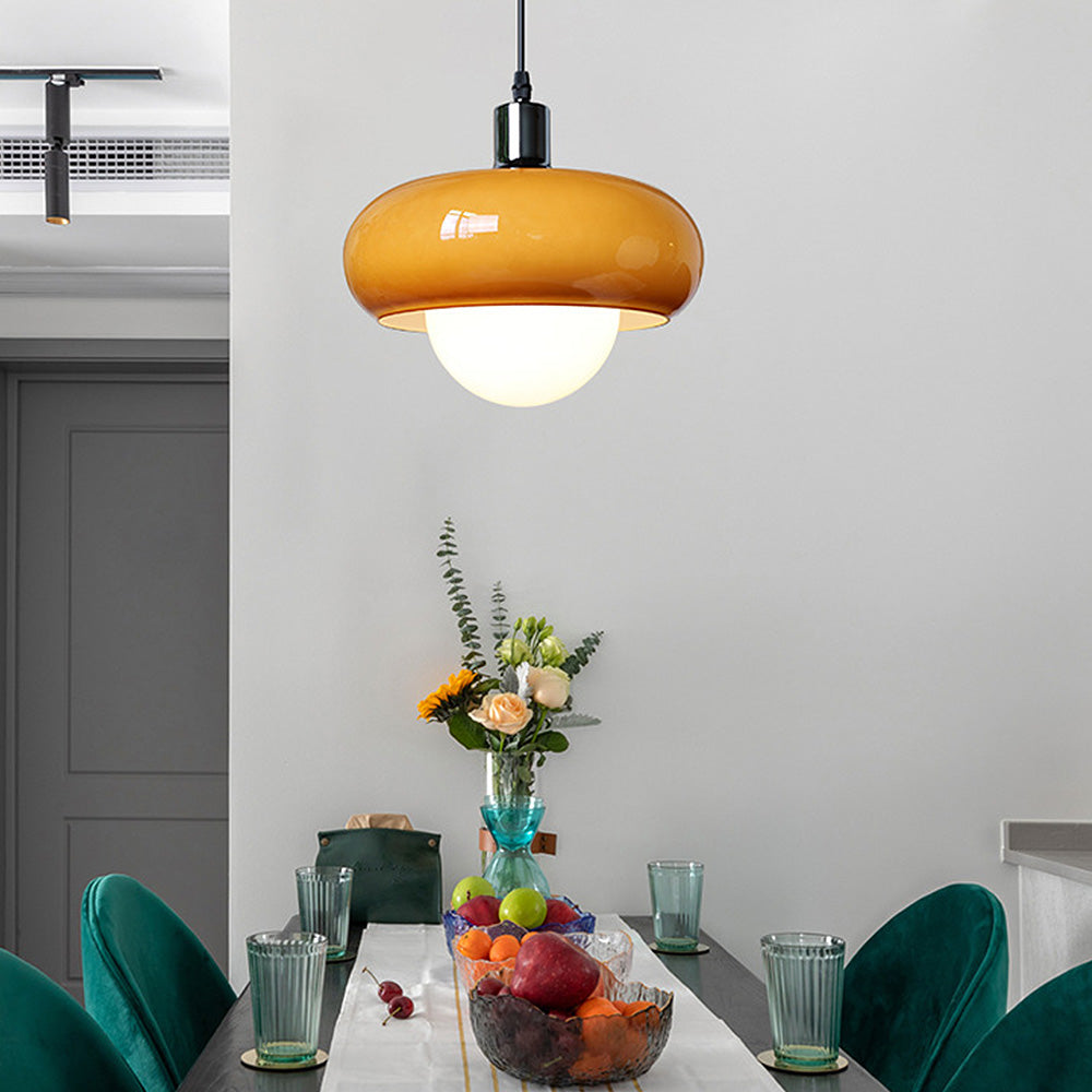 Bauhaus Glass Pendant Light - Coffee Dome Lamp for Dining Room
