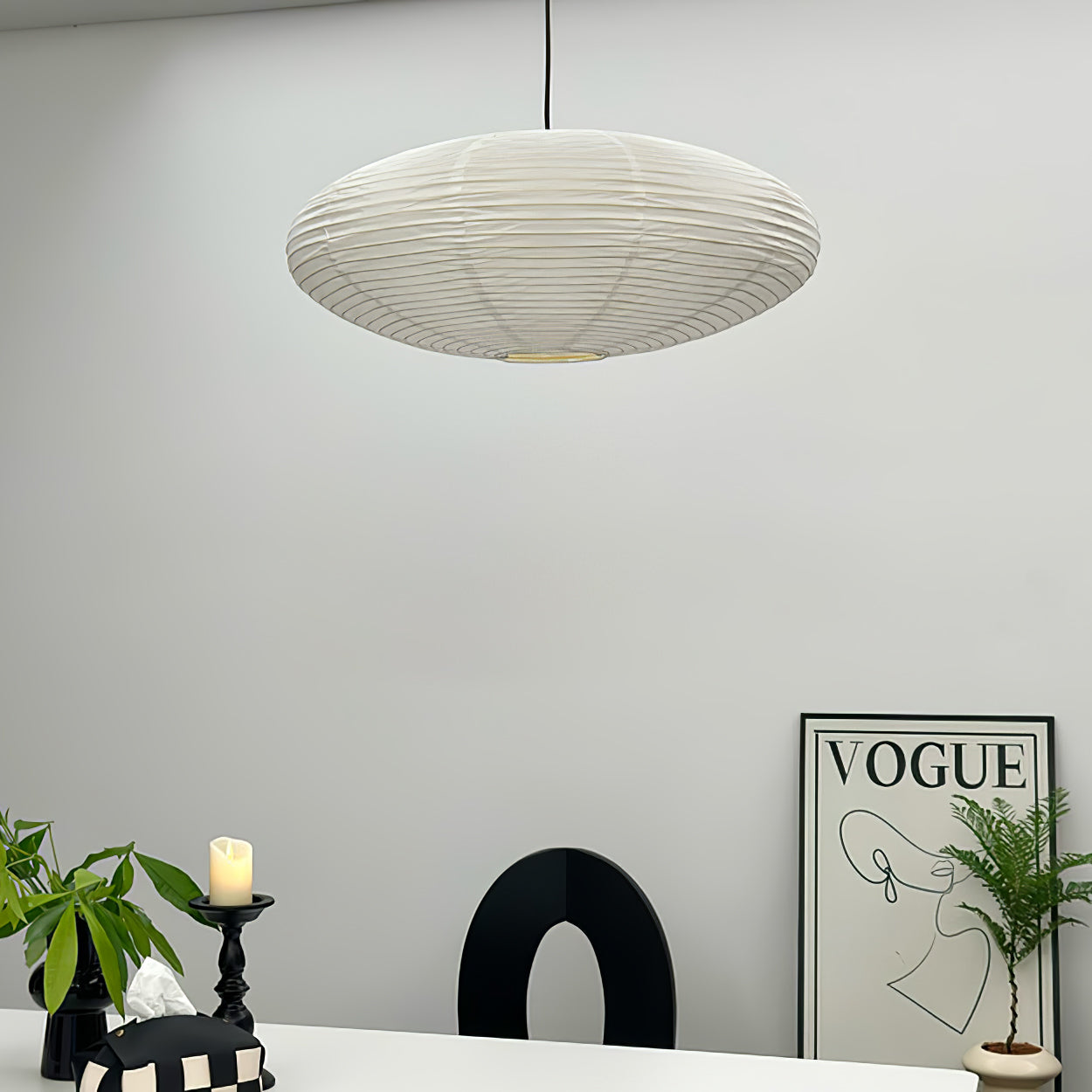 Washi Paper Pendant Lamp - Handcrafted Mulberry Light for Cozy Room