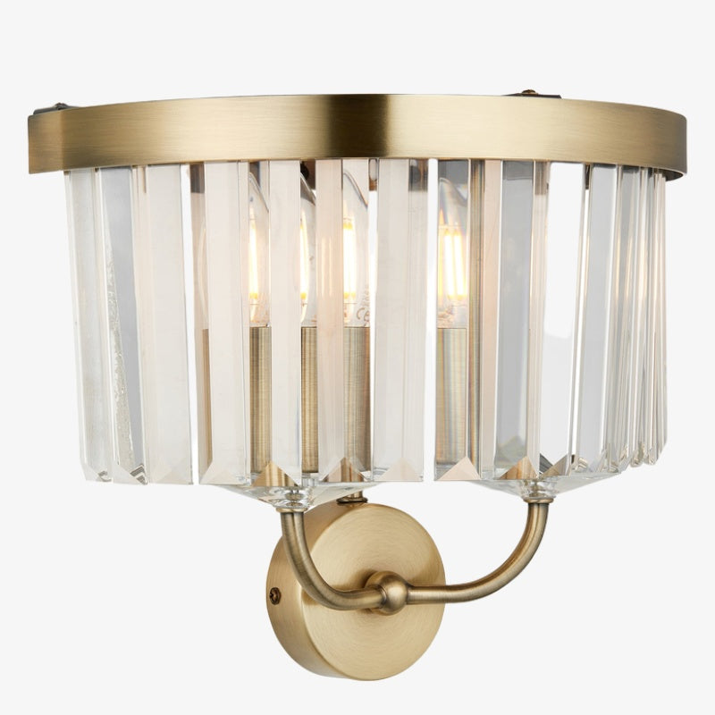 Beveline Faceted Clear Cut Glass Wall Light - Classic metal sconce for hallway and living room