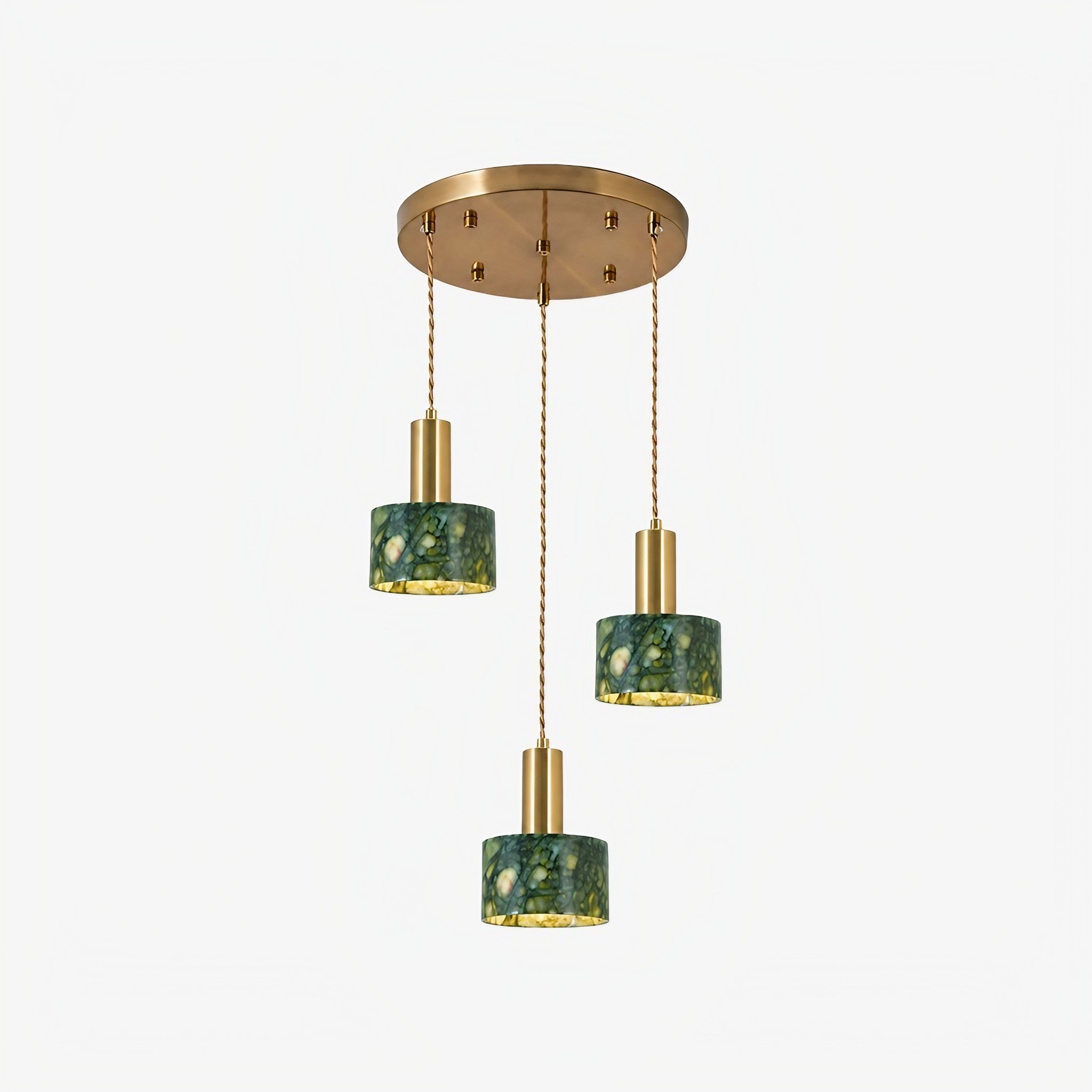 Green Jade 3-Light Cluster Pendant Light