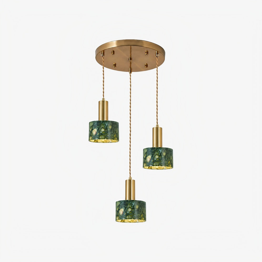 Green Jade 3-Light Cluster Pendant Light