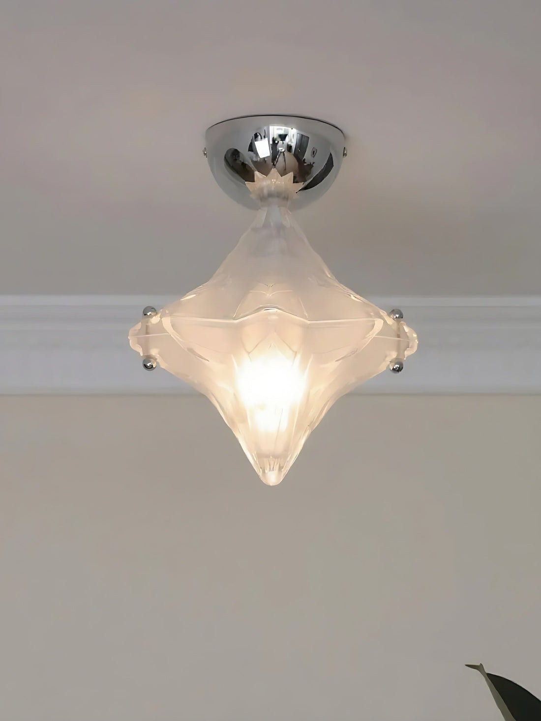 Art Deco Star Ceiling Lamp - Frosted Glass Fixture for Hallway & Entryway - Astris Ceres