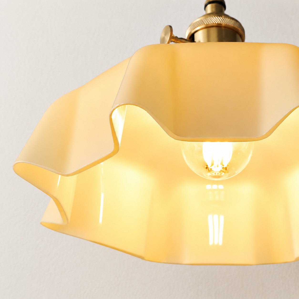 Pleated Glass Antique Brass Plug-In Swag Pendant
