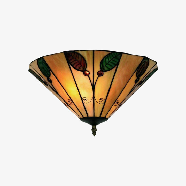 TiffStar Leaf Flush Ceiling Light with Art Glass Shade for Living Room