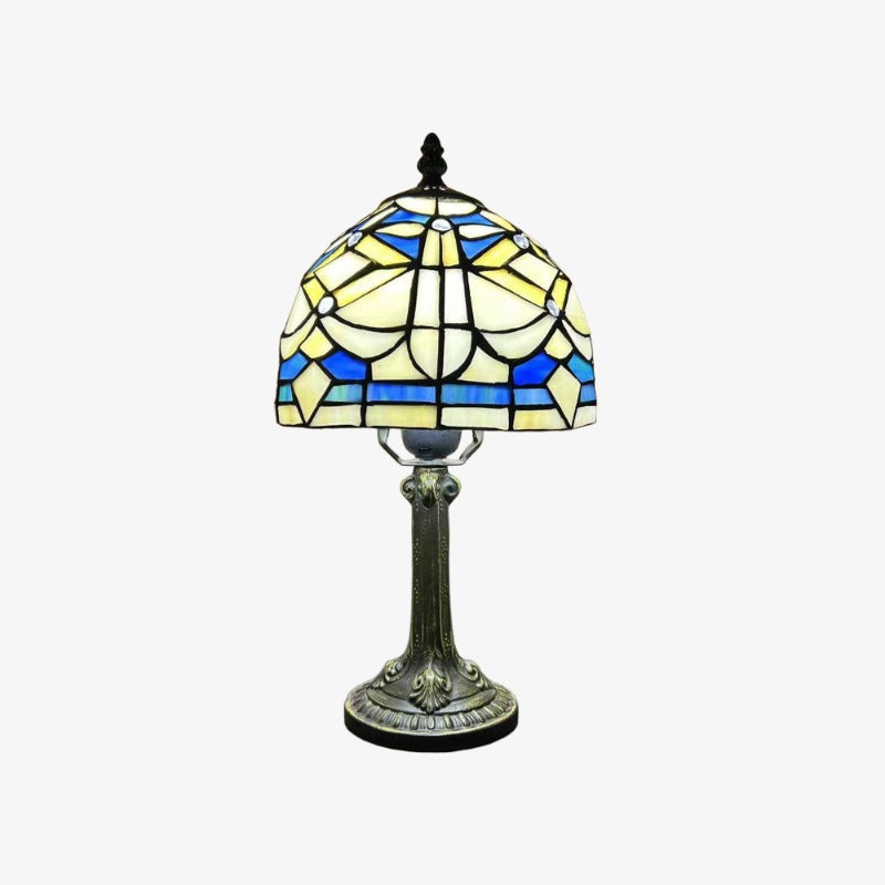 Virelle Traditional Tiffany Table Lamp – Colorful Stained Glass Dome Desk Light for Bedroom