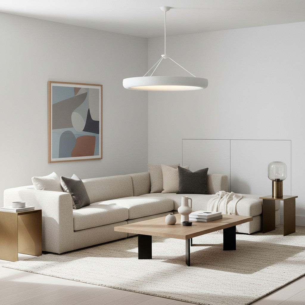 Plara Plaster-Texture Halo Chandelier – Modern Ring Ceiling Lamp for Living & Dining