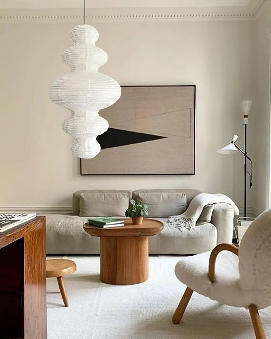 Sculptural Rice Paper Pendant Lamp - Luxurious Lamp for Bedroom