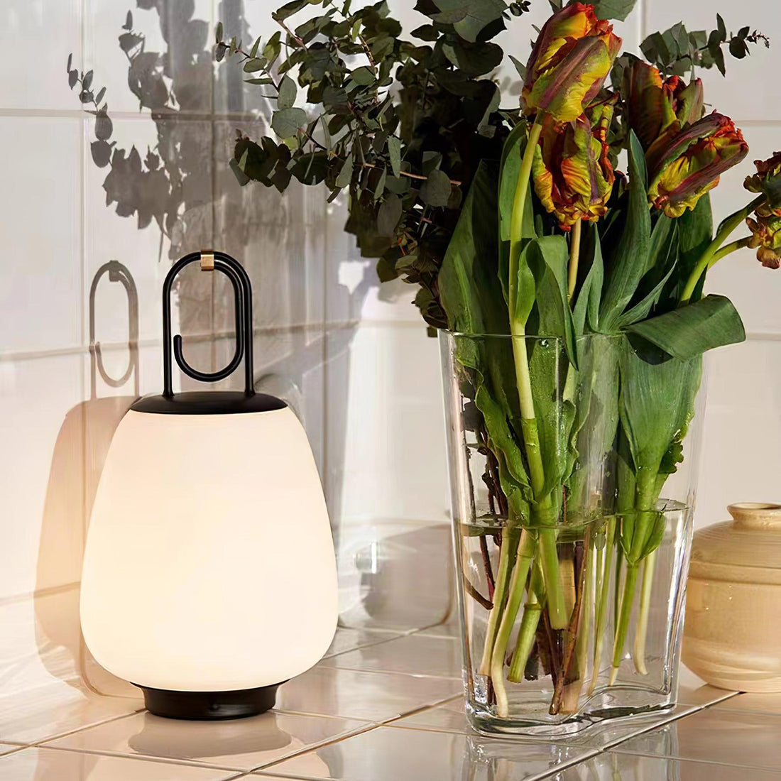 Lantern Table Lamp - USB Rechargeable Nordic Light for Indoor & Patio
