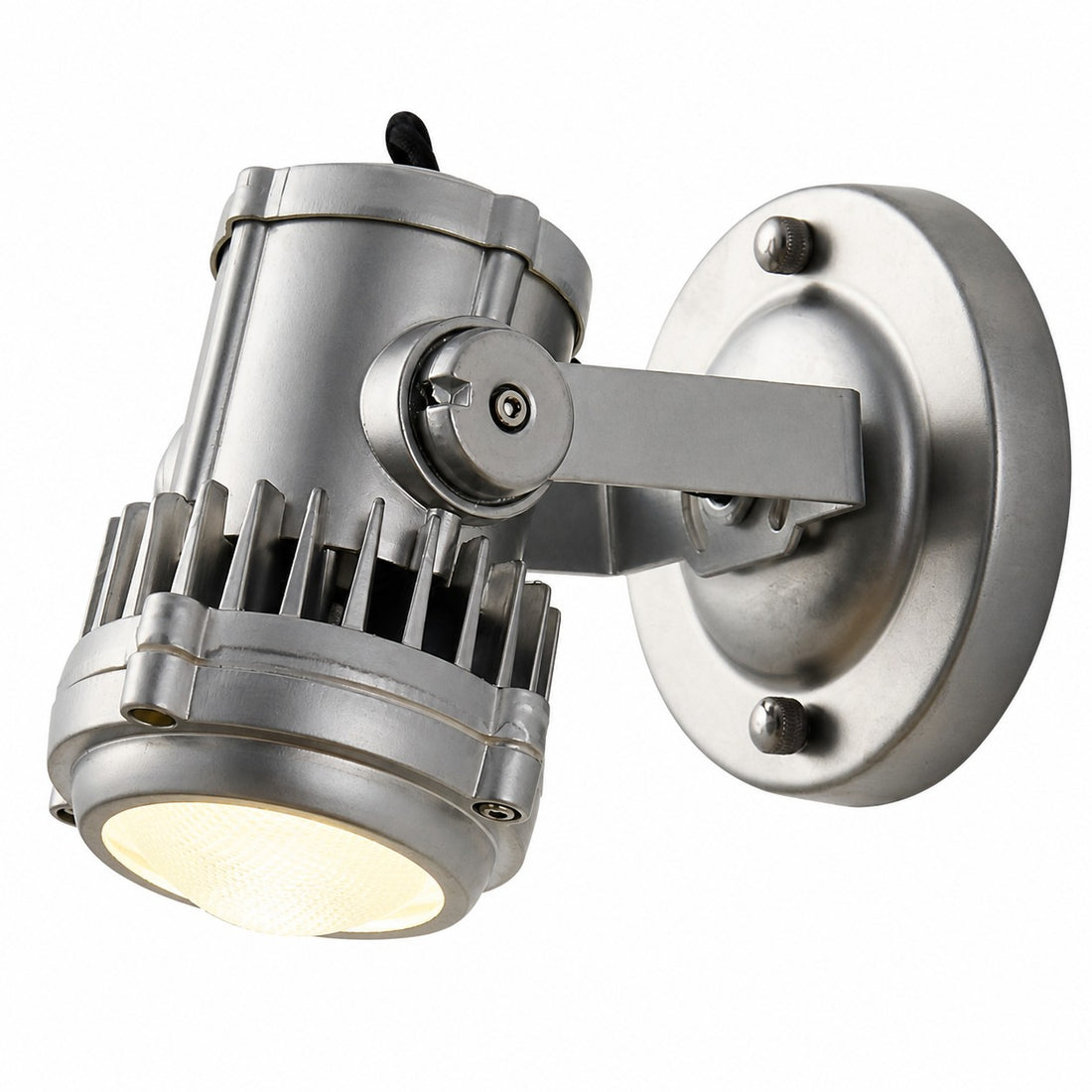 Brushed Silver Industrial Spotlight Wall Sconce